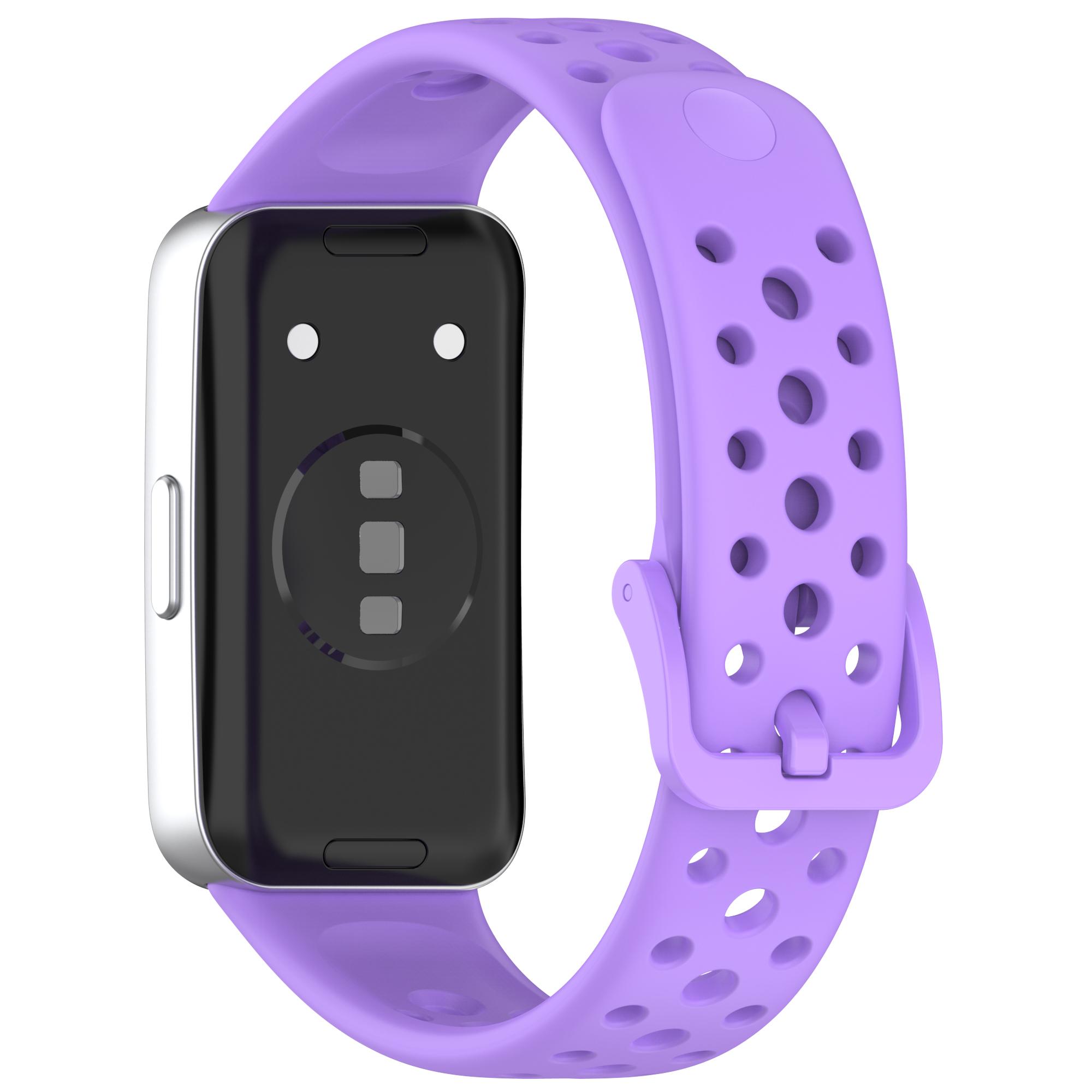 

For Huawei Band 10/10 NFC/9/9 NFC/8/8 NFC Silicone Strap Multi Hole Design Smart Watch Band Purple