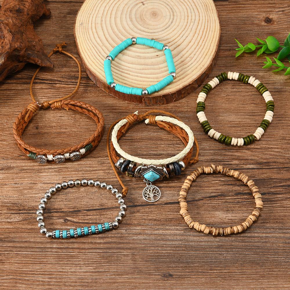 Böhmisches DIY Perlenarmband für Damen Handgefertigter Türkisstein Schmuck Mode Boho Chic Verstellbarer Fußkettchen