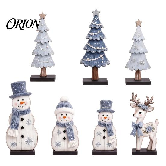 Holiday Table Centerpieces 7Pcs Christmas Wooden Tabletop Ornaments, Snowman Tree Reindeer Tiered Tray Indoor Winter Wonderland Displays Decor