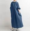 New Arrival: Elegant Retro Button-Down Long Shirt Dress with Full Sleeves and Solid Color