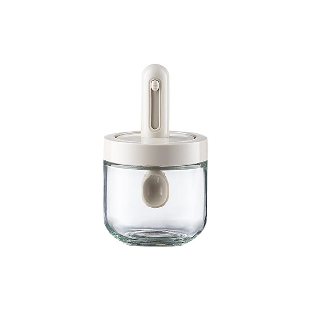 1pcs Glass Seasoning Bottle With Telescopic Spoon Household Kitchen Salt Storage Box Leak Proof and Moisture-proof