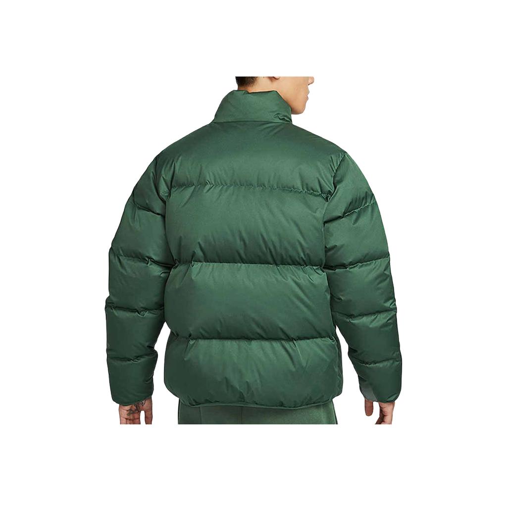 Nike Club Therma-FIT Warm Loose Solid Color Small Logo Stand Collar Zipper Long Sleeve Puffer Jacket Men Outerwear Cold-Fir-Green White FZ5029-323