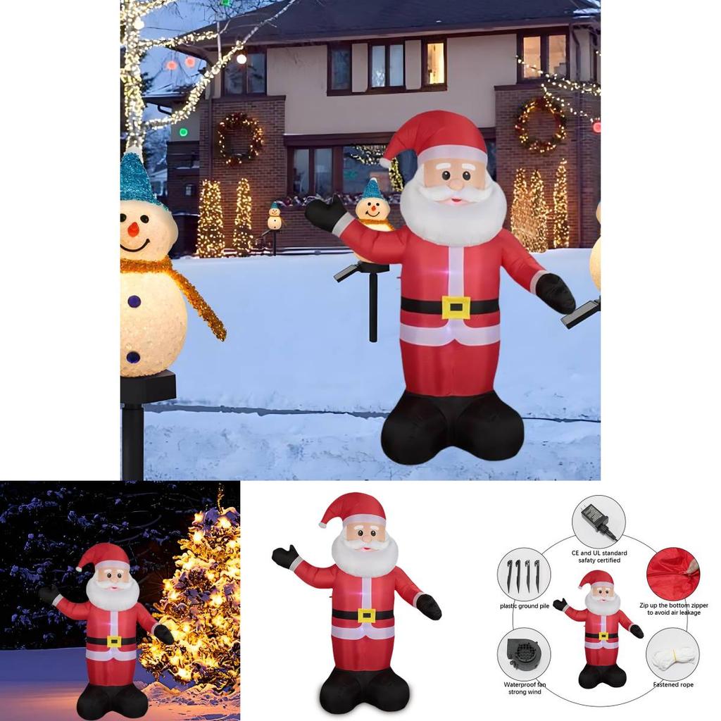 Färgglad Uppblåsbar Jultomte Med LED-lampor För Festlig Utomhusdekoration