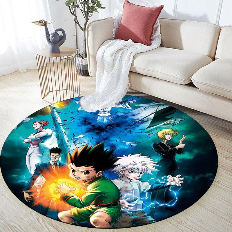 Hunter × Hunter,Round Area Rug,Carpet Rug for Living Room Bedroom Sofa Playroom Decor,Non-slip Floor Mat