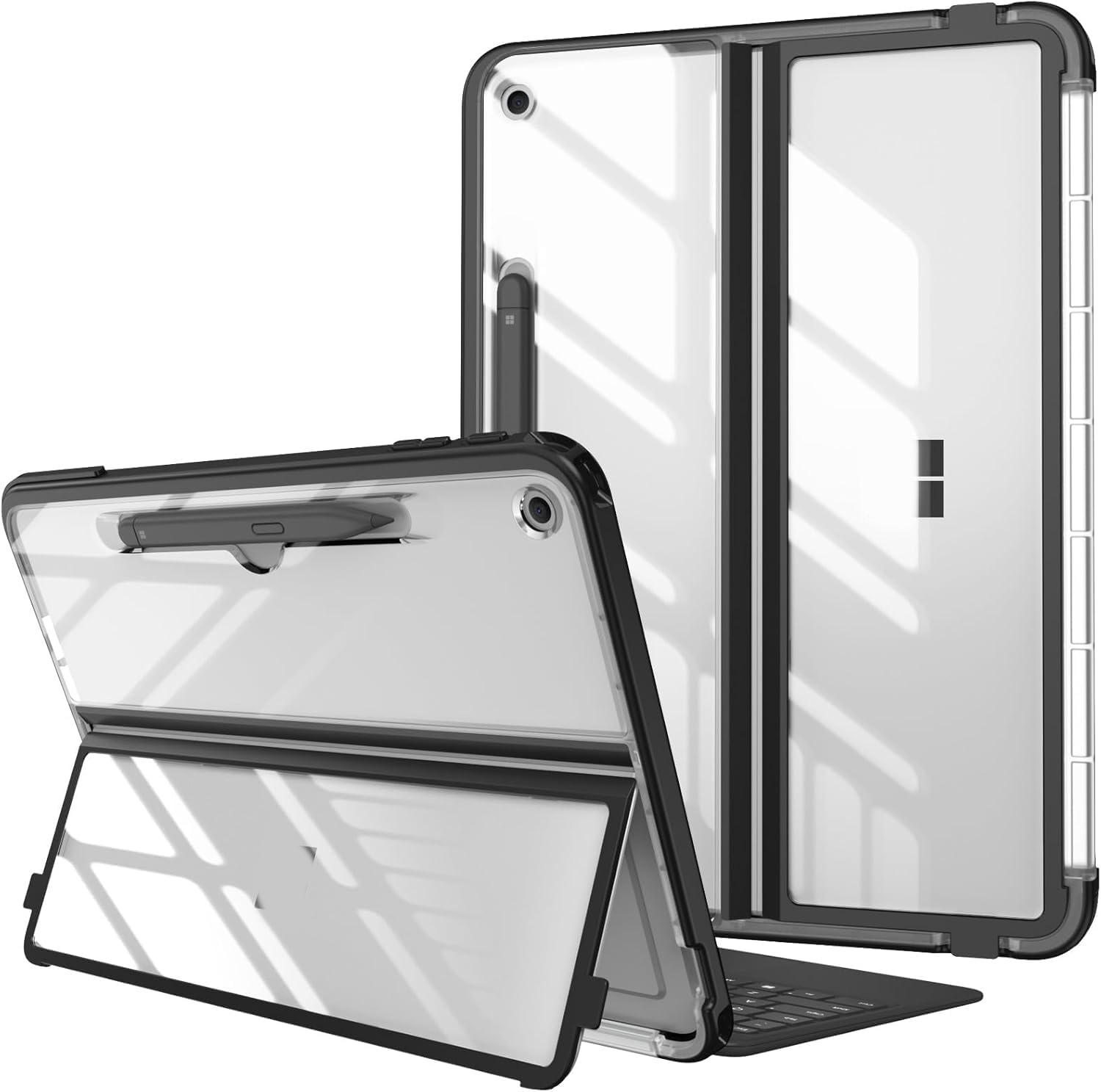Жесткий чехол для Microsoft Surface Pro 12 дюймов, 1-е издание () - Ударопрочный чехол-книжка с прочной конструкцией и прозрачной задней крышкой white