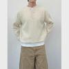 Men's Korean Style High-End Henley Collar Sweater - Heavy Woven, Twisted Knit, Loose Fit for Spring & Autumn