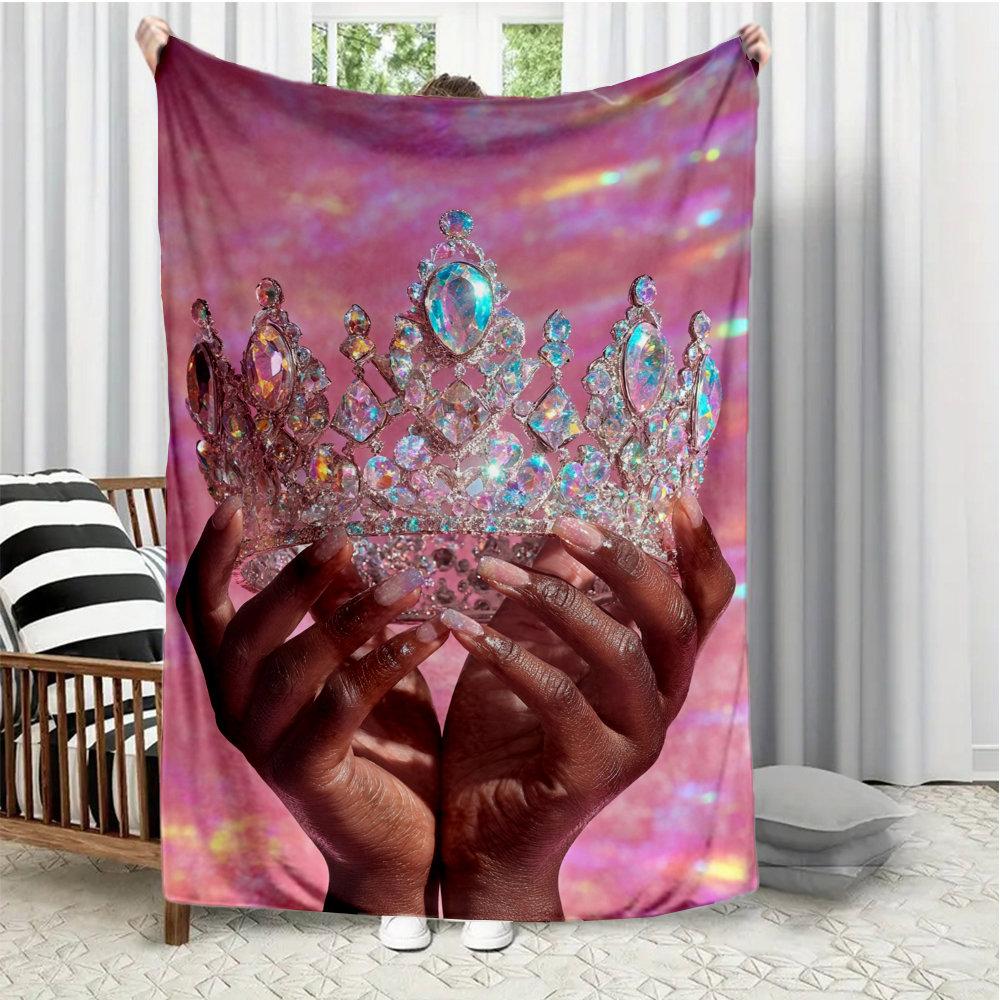 

Gorgeous and dreamy tiara Flannel printed blanket suitable for all seasons suitable for living room office sofa and travel 75x100cm