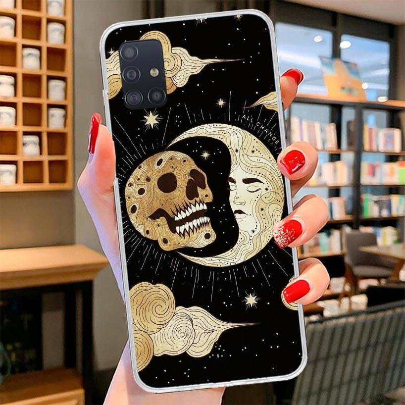 Funny Sun Moon Face Cover Phone Case For Samsung Galaxy A12 A22 A32 A52 A72 A02S Phone Case Note 20 Ultra 10 S10 Plus A51 A71 A5