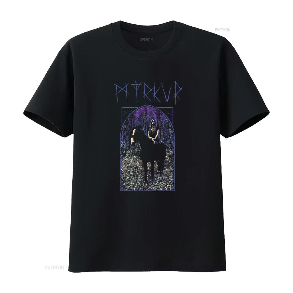 MYRKUR Juniper T Shirt Gothic Forest Horse Print Unique Design for Rock Fans vintage Washed Unisex Soft Breathable Comfortable