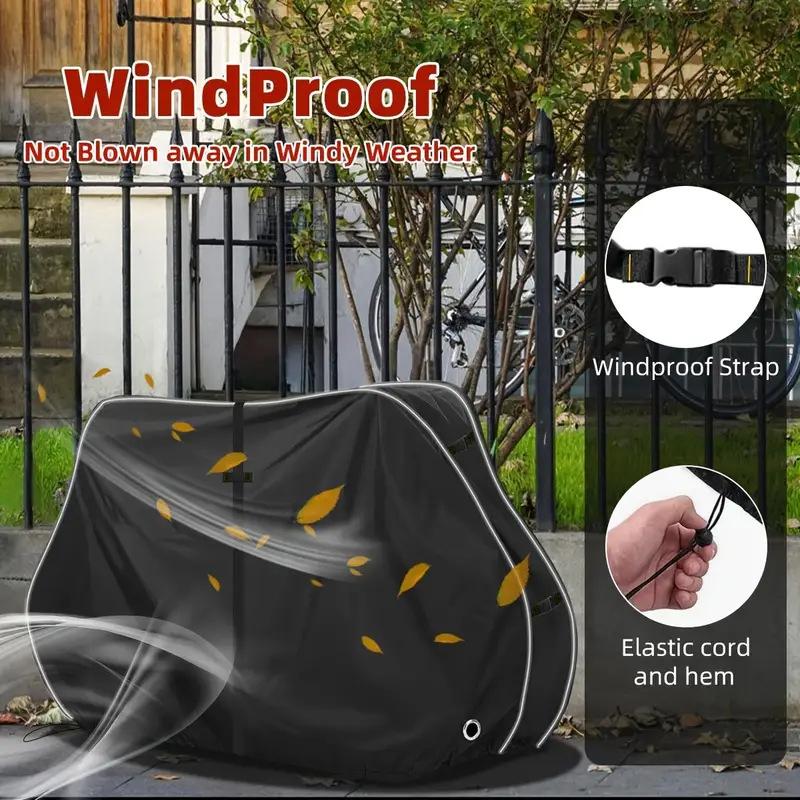 1pc Bike Cover for Transport 1-2 Bikes 600D Windproof Design Outdoor Storage with Reflective Strips & Lock Holes