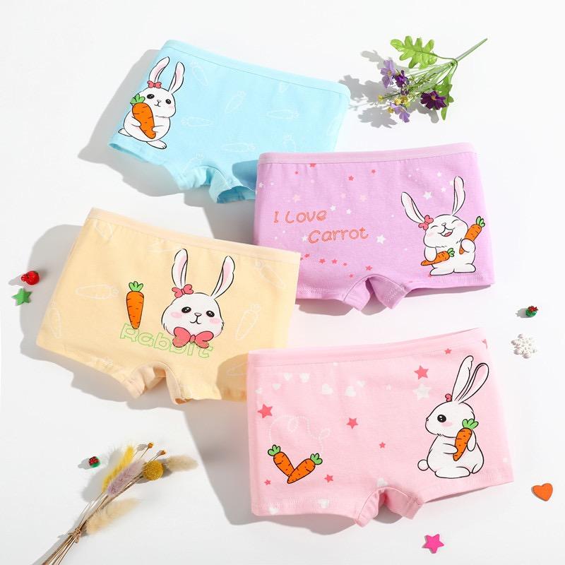 4Pc Kids Panties Girls' Briefs Female Child Underwear Lovely Cartoon Panties