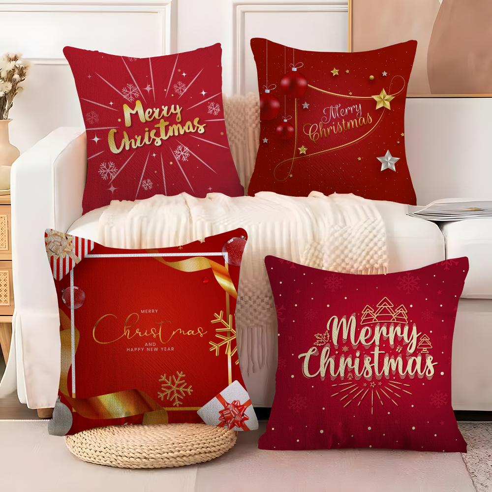 Christmas world Cushion Cover Natural Linen Organic Fabric DoubleSided Printing Sofa Home Decor Breathable Bed Pillow
