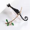 White Cat Lapel Pin for Women Lazy Cat Tree Pin Exquisite Enamel Cute Cat Branch Pin Badge Lapel Pin Jewelry Ornament