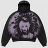 Mens Vintage Distressed 3D Printed Star Floral Oversized Hoodie Casual Streetwear Sweatshirt