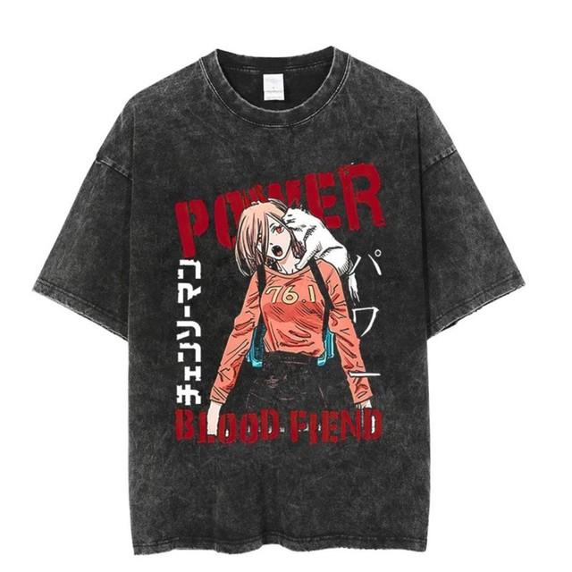 HUANHUSHENG Cotton T-shirt Man with a Chainsaw S