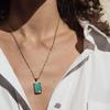Fashion Jewelry  Colorful White Shell Necklace Rectangle Pendant Necklace Stainless Steel Necklace
