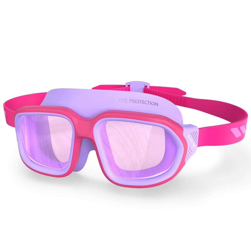 WATERTIME Swimming Goggles for Elementary School Ages with UV Protection and Large Frame for Eye Protection Children, 4-12, High-Quality (Purple)