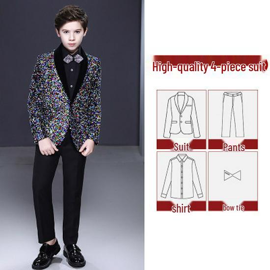 Children's Sequin Suit for Boys - Formal Wear for Stage, Flower Boy, or MC Events