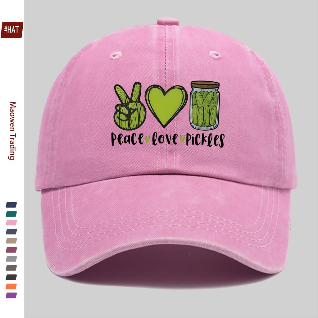 pc Love and Peace Pickle Design Printed Baseball Cap Fashionable Printed Decorative Hat Multiple Colors Available Comfortabl