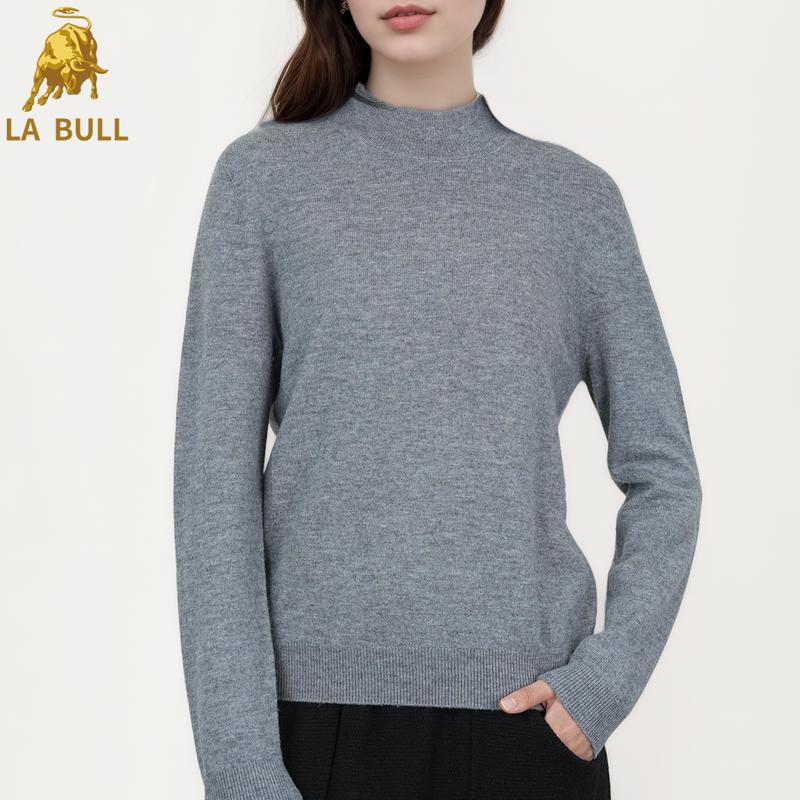 

LA BULL Women s Slim-Fit Semi-High Collar Wool Knit Sweater L