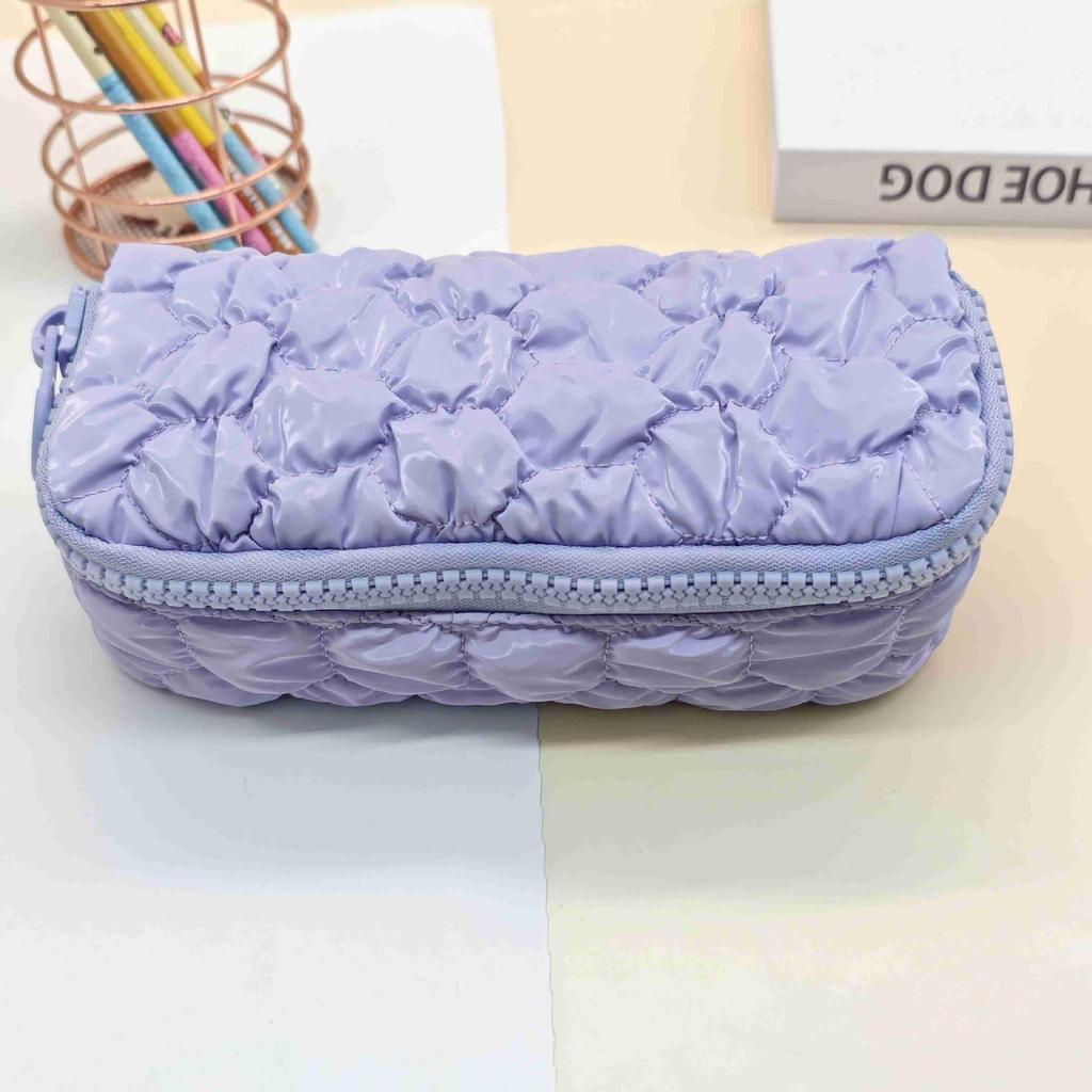 Spacious Korean-Style Pencil Case & Makeup Bag In Girlish Cream