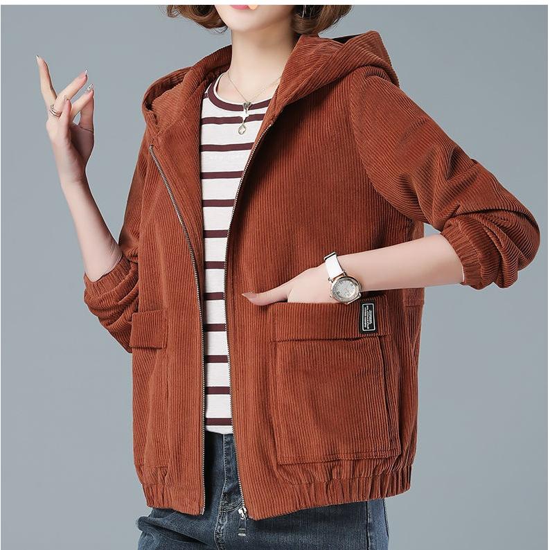 Corduroy Jacket Women's Thickened Winter Clothes Spring and Autumn Clothes Loose Short Top