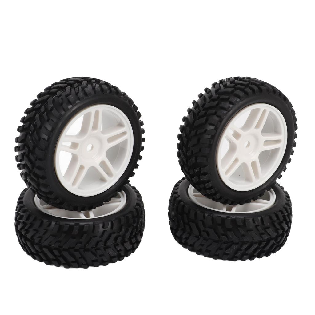 4PCS RC Car Wheels Pentagram Designed Rubber Plastic RC Car Tires Set for 1/16 Car Models Replacement Black