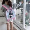 Plaid Cat Cute Print Backpack With Animal Illustration School Bag For Girls