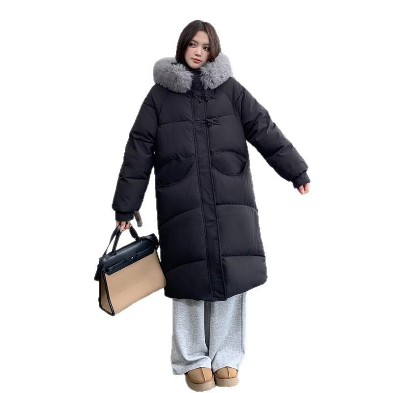 New winter large size cotton-padded clothes women's medium and long hooded cotton-padded clothes loose cotton-padded jackets thickened bread clothes