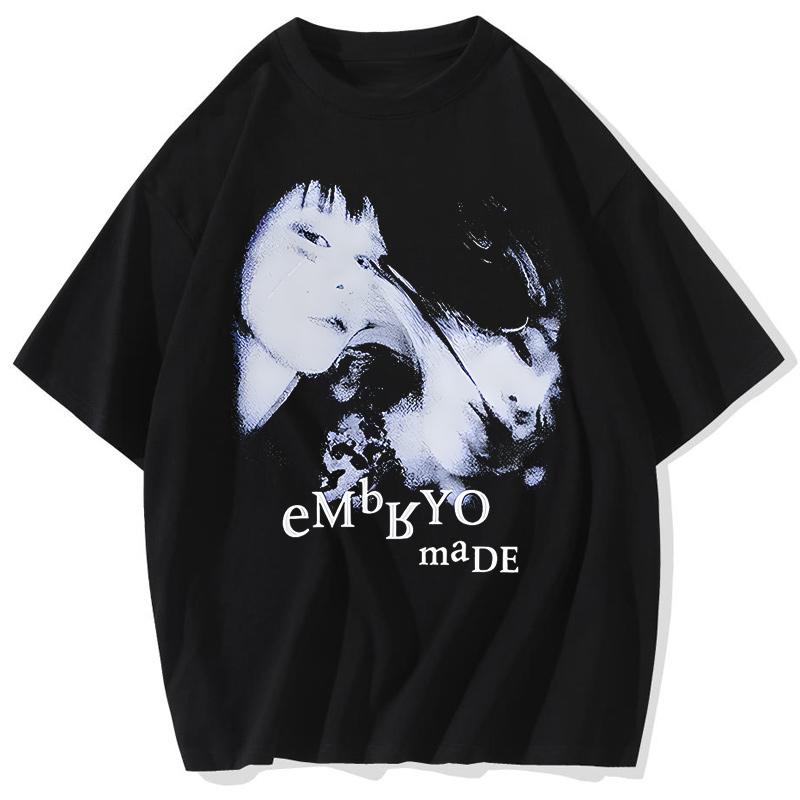 

Streetwear TShirt Men Hip Hop Illusion Girl Letter Print T Shirt Harajuku Cotton Casual Summer Short Sleeve Tshirt Black S