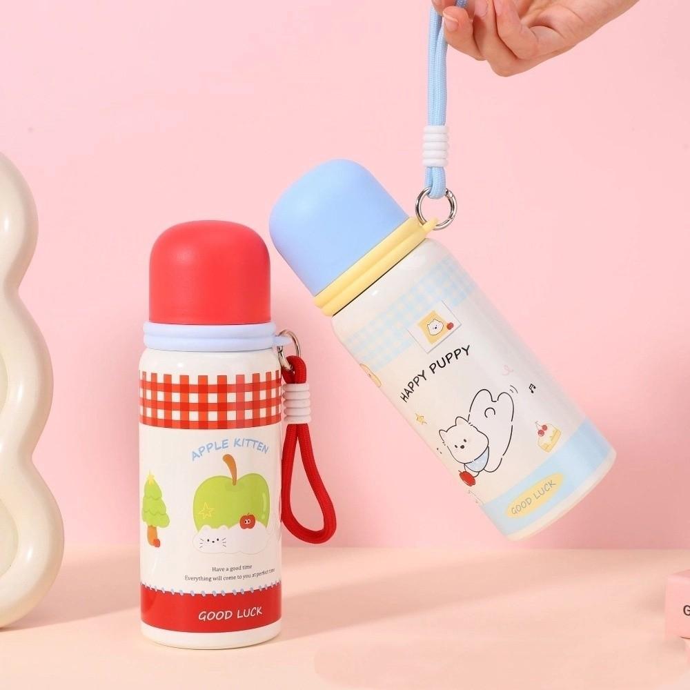 600ML New Cute Cartoon Thermal Cup Large Capacity Stainless Steel Water Cup Portable Fall Prevention Insulated Water Bottle