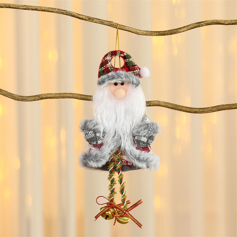 Christmas Themed Decorations Ornaments Fabric Santa Claus Reindeer Figurines Little Bear Snowman Hanging Decorations Pendant