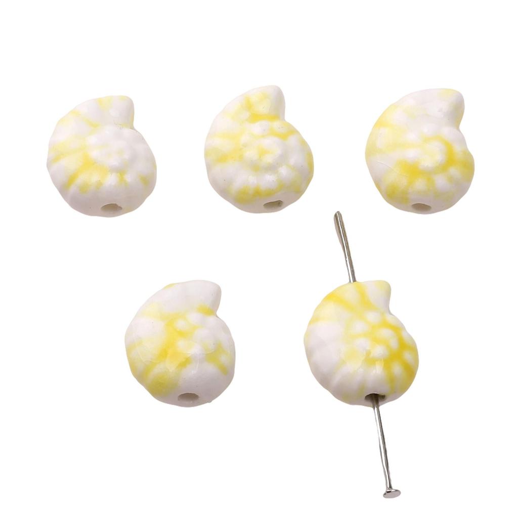 2Pcs Ceramic Ink Splashing Dyeing Beads Conch Whelk Sea Snail Charm For DIY Accessories Jewelry Making