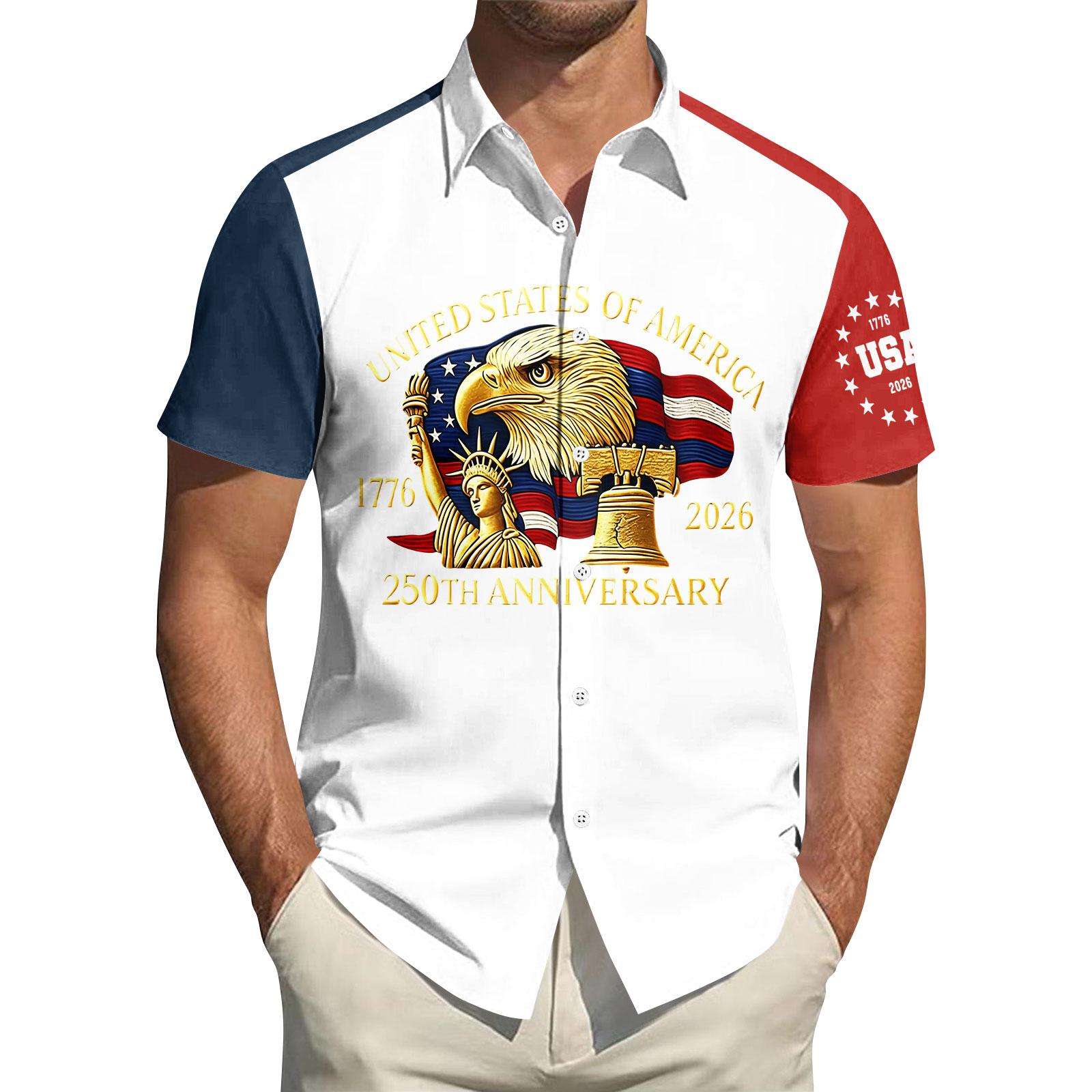

Men s Short Sleeve Button Down Shirt Casual Sport Shirt with Printed Graphic Design Lightweight Breathable Fabric Summer Shirt for Outdoor XL білий