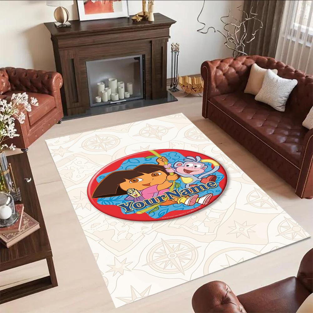 Dora Explorer Customizable Name Floor Rug Office Rug Design for Kitchen Foyer Decorate room Living Rooms Antislip Carpet Anime Office Decor