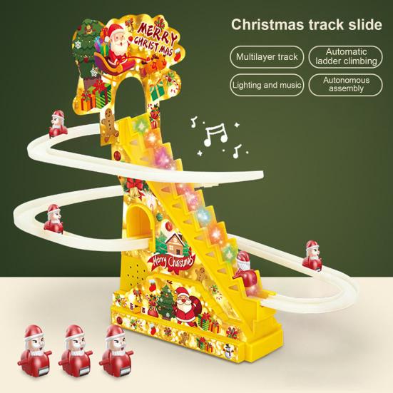 Giocattolo di Babbo Natale con pista da arrampicata a LED, musica, Babbo Natale elettrico, scala da arrampicata, montagne russe, giocattolo scorrevole, regalo per bambini piccoli, ragazzi e ragazze