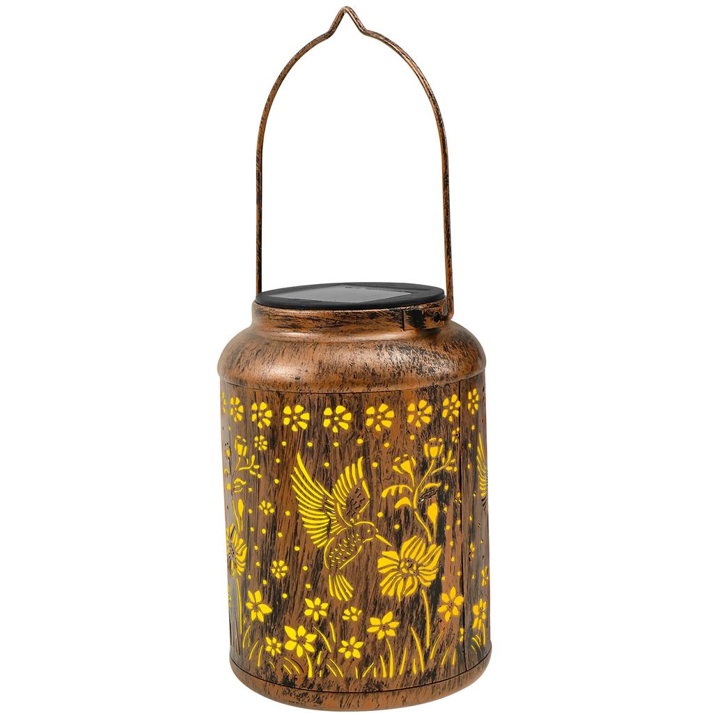 Hanging Solar Lantern Outdoor Waterproof Metal Vintage Hummingbird LED Garden Yard Lawn Pathway Decorative Lights