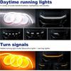 LED Yellow White Car Daytime Running Light Strip Scan Turn Signal Indicator Headlight Car Hood Decorative Light Universal 12V