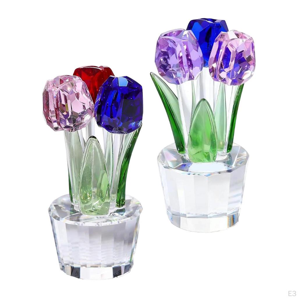 Crystal Craft Ornament Simple Style Desktop Living Room Decoration Flower Gifts