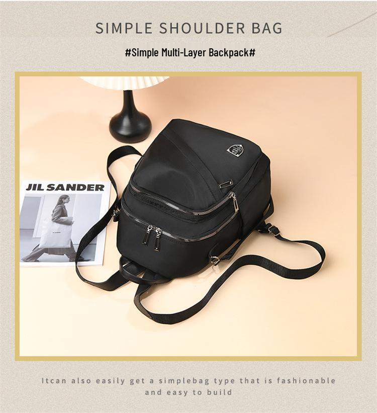 Women's Casual Black Backpack - New Style, Large Capacity, Double Shoulder School Bag