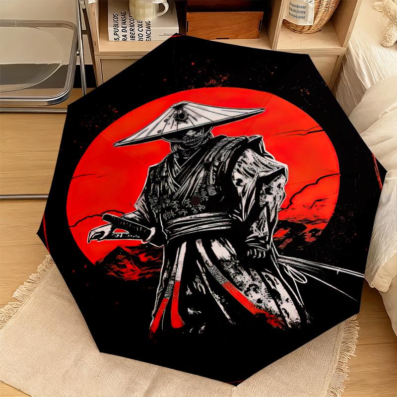 1PC Samurai  Automatic Umbrella - Suitable Travel Outdoor Portable Umbrella Birthday Gift Daily Essentials