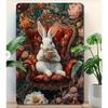 ZHEHAO Vintage Metal Wall Art Cute Rabbit Tea Sculpture Handmade Garden Decor 8x12 Inch Home Gift