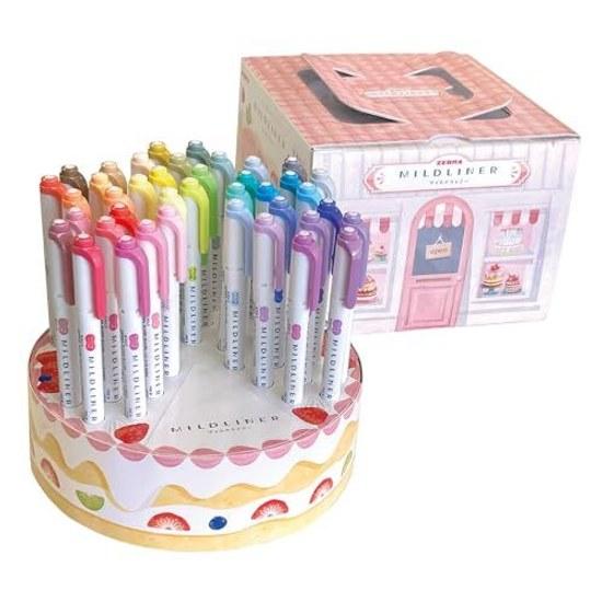 Zebra Mildliner Highlighter 40 Colors Cake-Shaped Pen Holder Set WKT7-40-CAKE
