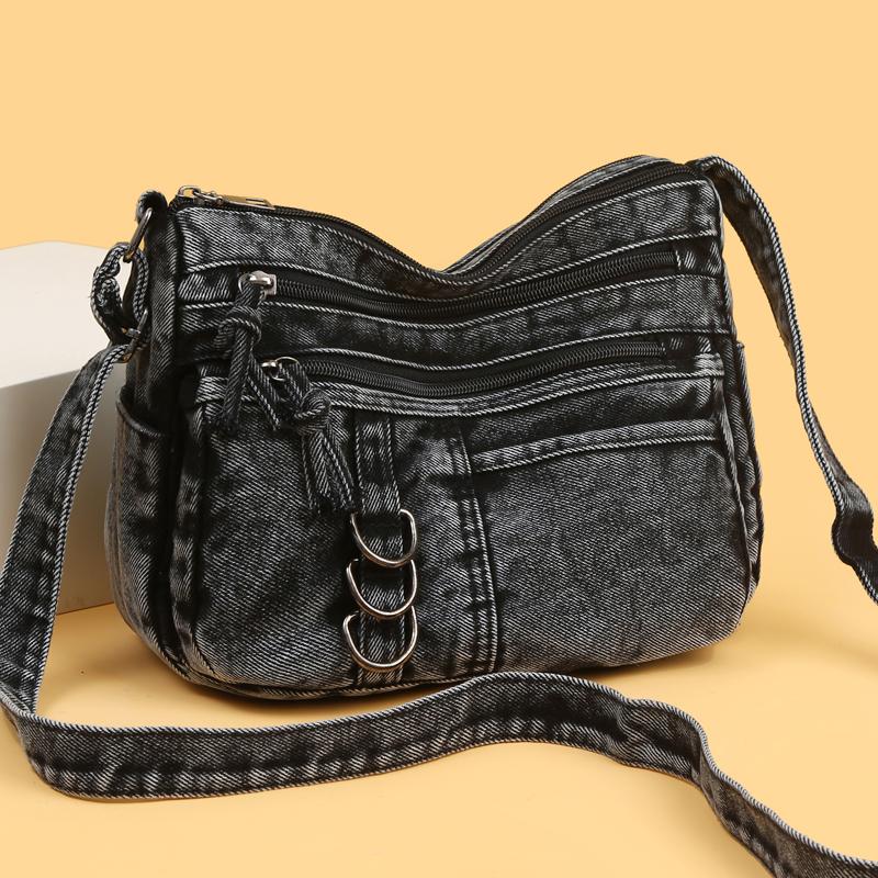 Denim Shoulder Bag Women's Crossbody Bag Multi-Compartment Mother Bag