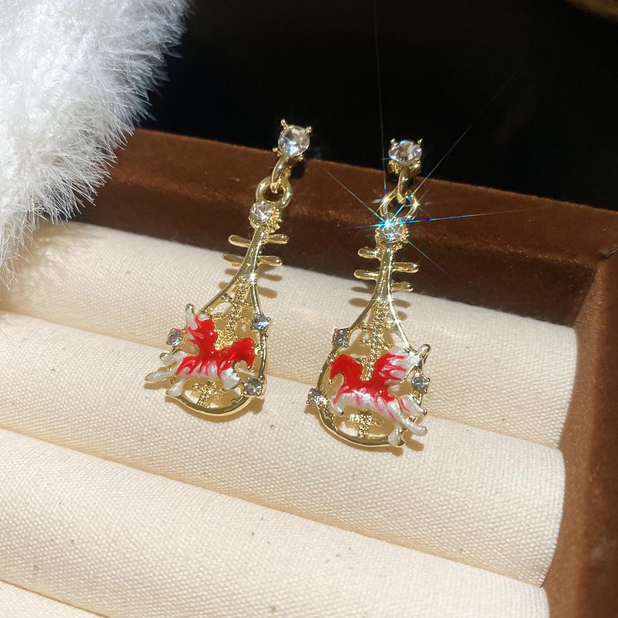 Silver Needle New Chinese Simple Diamond-encrusted Lucky Bag Fringed Earrings, Earrings, Exquisite Versatile Earrings