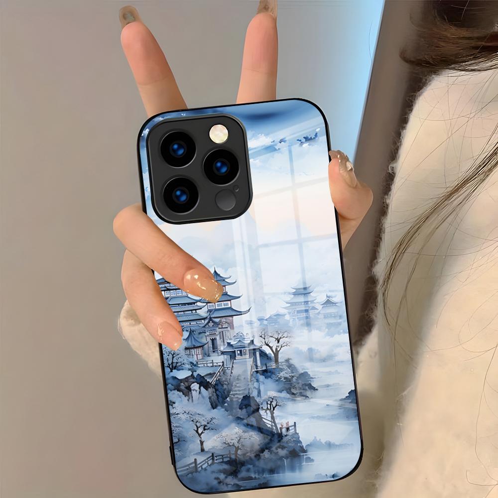 Oriental Blue And White Phone Case For IPhone 17 Pro Max 16 15 14 Pro Max 13 11 Plus Glass Cover