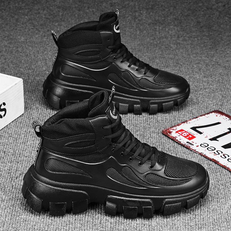 

High-top shoes autumn new thick-soled wear-resistant mountaineering sports and leisure high-end shoes 44 standard sneaker size чорний