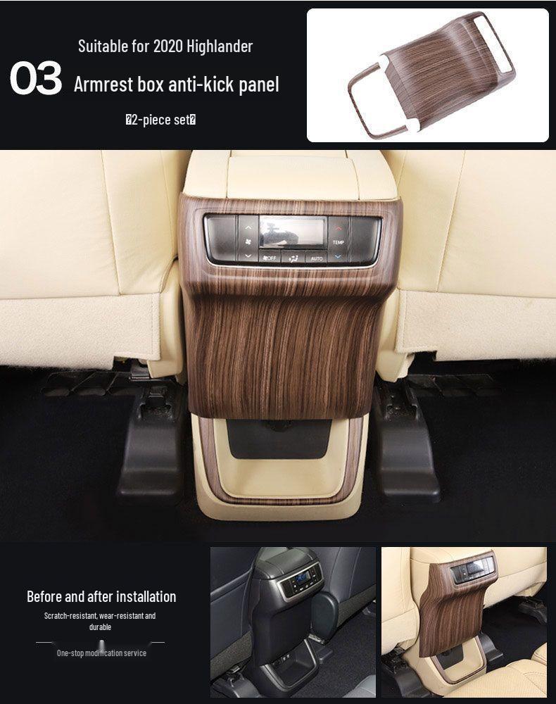 Compatible with 15-20 Highlander Center Console Gear Shift Panel & Cup Holder, Wood Grain Finish.