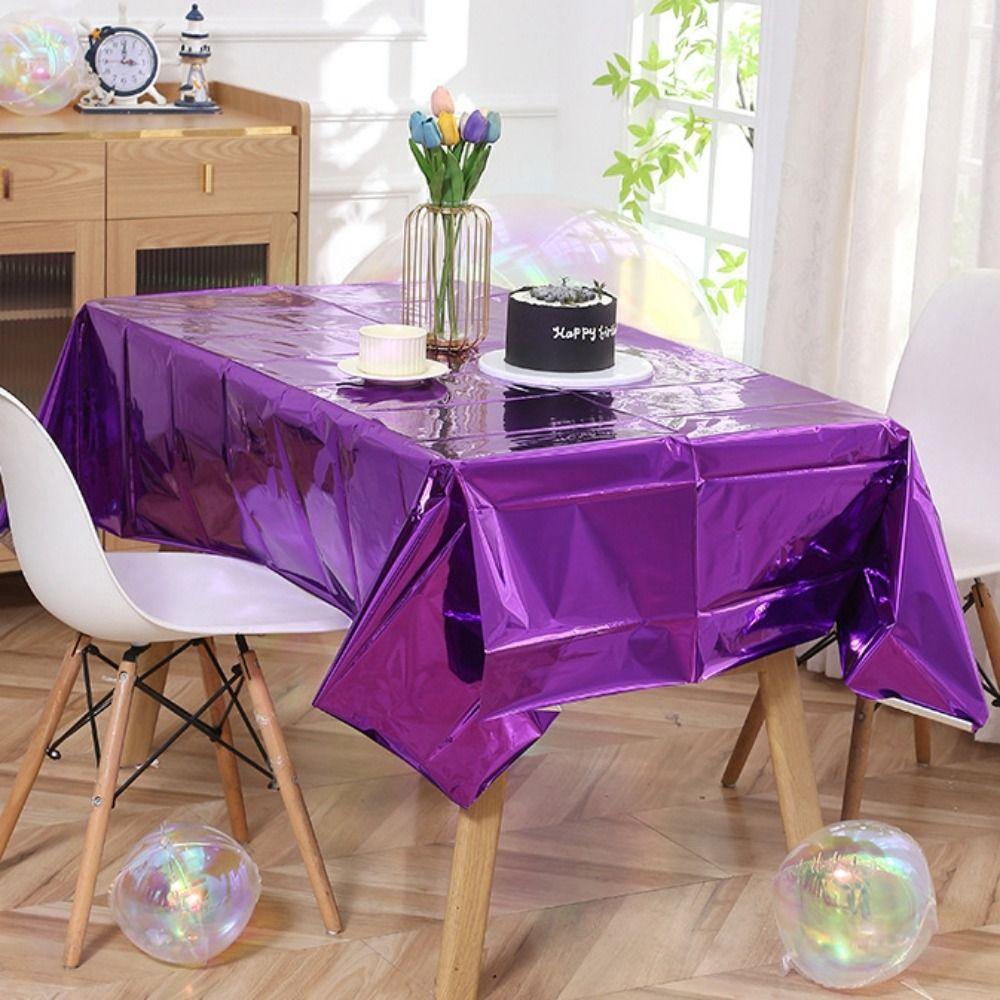 5PCS Colorful Aluminum Film Tablecloth Waterproof Plastic Tablecloth  Holiday Celebration
