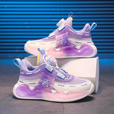 2024 Sapatos Infantis Meninas Tênis Chunky Infantil Casual Tênis de Quadra Malha Plataforma Roxo Sapatos Esportivos para Meninas